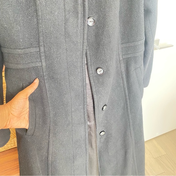 JONES NEW YORK - Cashmere & Wool Warm Timeless Black Long Pea Coat - size 12 - Picture 13 of 16